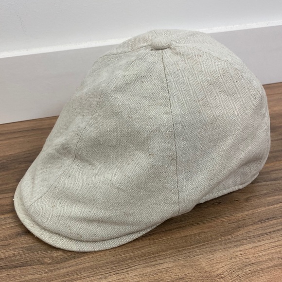 Stetson cotton linen paperboy flat cap, 23.5”